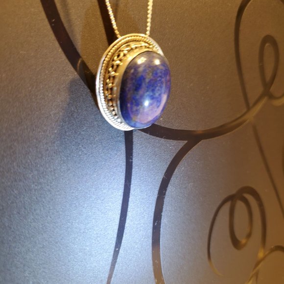 LAPIS  LAZULI  STERLING  SILVER  PENDANT - Picture 4 of 8